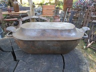 STARA BRYTFANKA ŻELIWNA Z CAŁĄ EMALIĄ