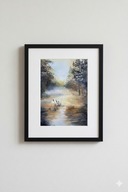 Akwarela pejzaż w ramie