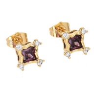 66765 Kolczyki 18K pozłacane 10 MM eleganckie kryształki z cyrkoniami