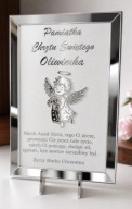 Pamiątka Chrztu Świętego srebrny Anioł w ramce