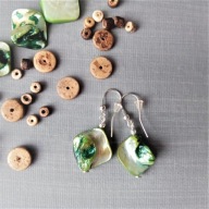 Rękodzieło Srebrne 925 butelkowa zieleń masa perłowa BlackberriesArts