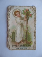 JEZUSEK OGRODNIK przedwojenny ŚW. OBRAZEK KORONKA