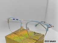 O33 Okulary zerówki z filtrem blue light;Złote-Błękitne