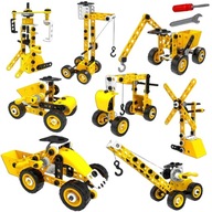 KLOCKI KONSTRUKCYJNE POJAZDY BUDOWLANE 8W1 100 ELEMENTÓW ZESTAW EDUKACYJNY