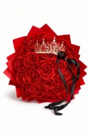 Bukiet róż ręcznie wykonanych lśniących satynowych 17 trwały prezent tiara