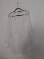 Biała elegancka tunika mgiałka z koronką plus size 48