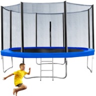 TRAMPOLINA OGRODOWA DLA DZIECI DO ZABAWY DUŻA 374CM 12FT + SIATKA+DRABINKA
