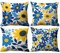 Wiosenna kwiatowa poszewka dekoracyjna 40x40 cm - komplet 4 szt
