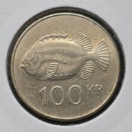 ISLANDIA [1084]*100 koron 2007r. Republika Islandii, Ryba Tasza, Herb