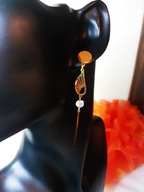 Kolczyki Złote Pastylki Skrzydła Cyrkonie Długie Stal Chirurgiczna