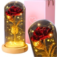 WIECZNA RÓŻA W SZKLE ŚWIECĄCA LAMPA LED PREZENT DLA NIEJ NA DZIEŃ BABCI