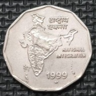 *INDIE [1926]*2 rupie 1999 Republika Indii *Zjednoczenie narodowe, Mapa