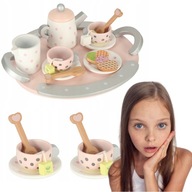 DREWNIANY ZESTAW ŚNIADANIOWY DO HERBATY LUB KAWY DLA DZIECI MONTESSORI