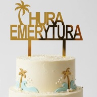 topper na tort dekoracja personalizacja HURA EMERYTURA!!!złote lustro plexa