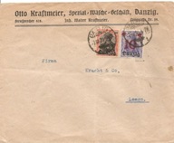 GDAŃSK DANZIG -koperta firmowa -OTTO KRAFTMEIER -obieg 1920 rok znaczki
