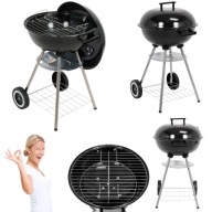 GRILL WĘGLOWY OGRODOWY OKRĄGŁY KULISTY STALOWY PRZENOŚNY Z POKROWCEM