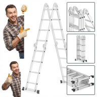 DRABINA ALUMINIOWA PRZEGUBOWA 7W1 SKŁADANA Z PODESTEM 4X4 5.6M