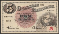 Szwecja 5 koron 1952 - T,34