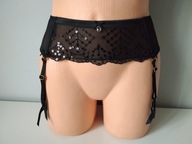 Śliczny pas do pończoch brak metki z rozmiarem z cekinami kryształkiem