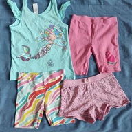 Zestaw 4 szt LATO dziewczynka 128 bawełna paka spodenki koszulka (050)