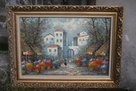 B.DUZY OLEJ NA PLOTNIE. 'FLOWER MARKET'- Emery Walton