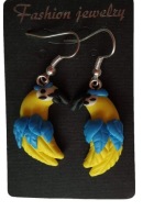 KOLCZYKI Z MODELINY PAPUGA ARA ŻÓŁTA PTAK BIGLE