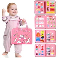 TABLICA SENSORYCZNA MONTESSORI MANIPULACYJNA KSIĄŻECZKA FILCOWA JEDNOROŻEC