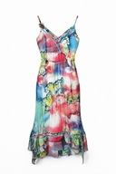 Kolorowa tiulowa sukienka midi w motyle m.a.p.p. jeans M boho letnia