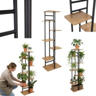 KWIETNIK STOJĄCY METALOWY CZARNY 7 PÓŁEK WYSOKI NA KWIATY STOJAK