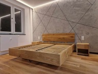 Łóżko Dębowe pod wymiar lewitujące + szafki