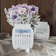 Kalendarz 2026 biurkowy - bukiet kwiatowy - oryginalny prezent handmade