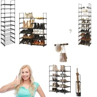 SZAFKA NA BUTY SONGMICS 45 x 174 x 30 CM CZARNY STOJAK REGAŁ NA OBUWIE