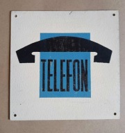 TELEFON poczta tablica tabliczka szyld informacyjny PRL
