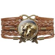 Skórzana bransoletka - Koń - regulowana długość - oczko 25mm