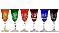 KRYSZTAŁOWE Kolorowe Kieliszki do Likieru Dz.45 ml Mł. Szlifowane Polskie