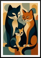 A2 KOLOROWY OBRAZ PLAKAT Z KOTEM, PLAKAT Z KOTAMI, TRZY KOTY, RODZINA KOTÓW