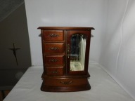 STARA DREWNIANA SZAFKA NA BIŻUTERIĘ Z POZYTYWKĄ