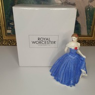Royal Worcester – elegancka dama w niebieskiej sukni, oryginalne pudełko