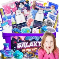 GALAKTYCZNY SLIME, PLASTYCZNE MATERIAŁY CZUCIOWE, ZESTAW 57 ELEMENTÓW