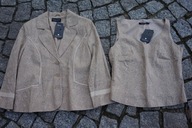 JENSEN BLIŹNIAK MARYNARKA ŻAKIET + BLUZKA LEN 36/38 danish design NOWE