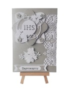 ZAPROSZENIA KOMUNIA UNIWERSALNE IHS W RAMKACH B6 SREBRO – BIEL