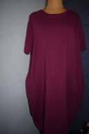 * BONPRIX* SUKIENKA BWEŁNIANA Z KIESZENIAMI BURGUNDOWA _52