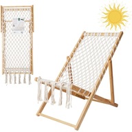 Składany leżak ogrodowy BOHO krzesło plażowy turystyczny bujak taras drewno