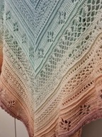 Niebiesko-różowa trójkątna chusta- Hand made