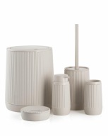 Zestaw akcesoriów łazienkowych beżowy komplet do WC elegancki 5w1 szczotka