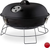 Grill kulisty przenośny z pokrywą węglowy piknikowy kempingowy 36 cm