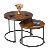 Zestaw stolików kawowych okrągłe loft rustic Galen Small Kontrast 53x53x45