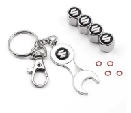 Nakrętki metalowe na wentyle czapki 4x plus breloczek brelok SUZUKI