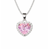 Naszyjnik serce cyrkonie różowy srebrny delikatny dla niej