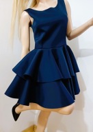 BICOTONE granatowa sukienka piankowa rozkloszowana pin up wesele 40/L